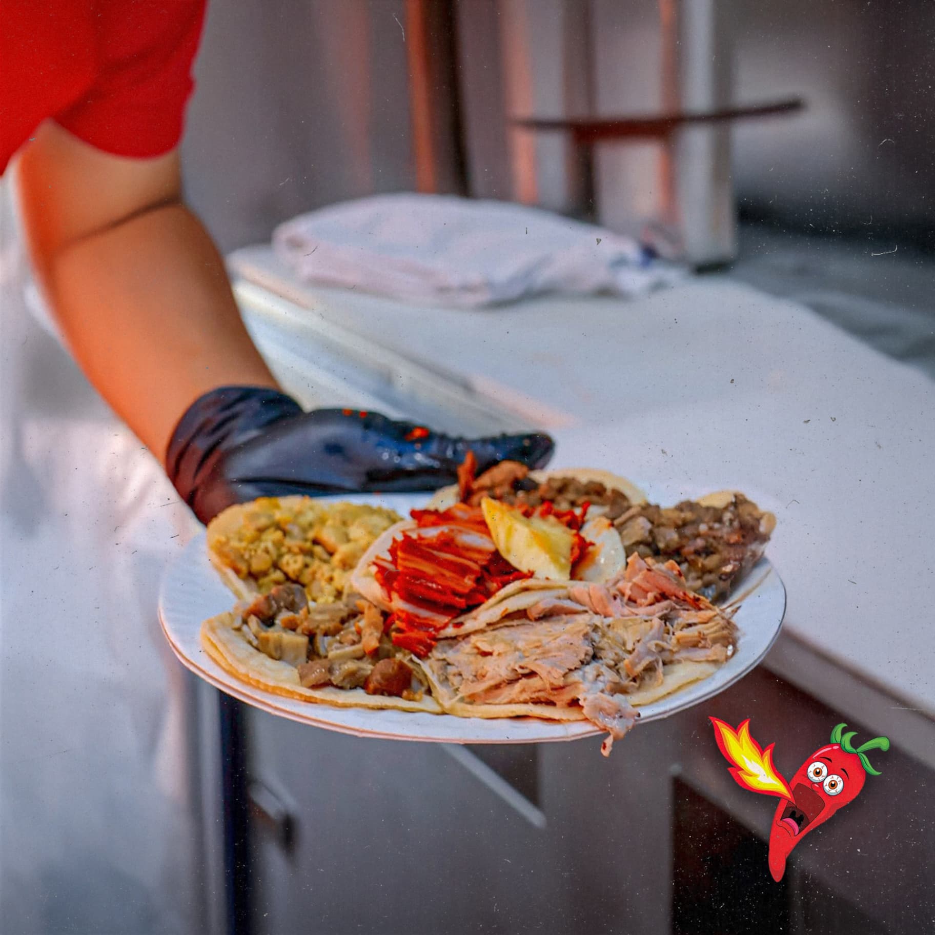 Al pastor cooking on the grill