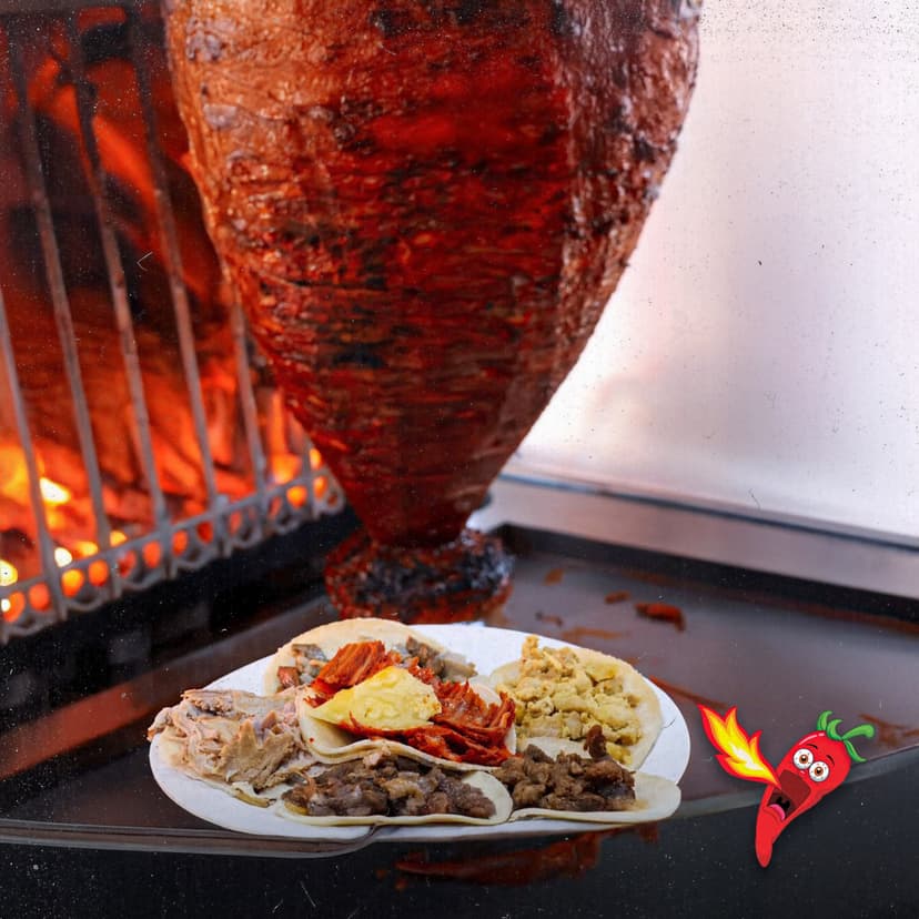 Authentic trompo with fresh tacos